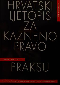 Hrvatski ljetopis za kazneno pravo i praksu / god. 18 - br.1, str. 1-308 (2011)