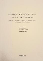 Izvršioci krivičnih djela mlađi od 14 godina u Zagrebu u 1970.
