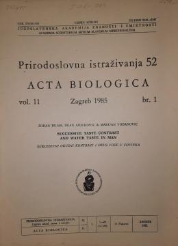 Acta Biologica : Sukcesivni okusni kontrast i okus vode u čovjeka